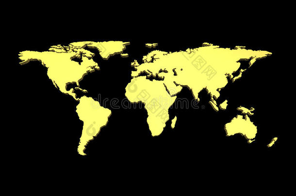 三维黄金世界地图