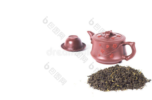 茶叶和茶壶。