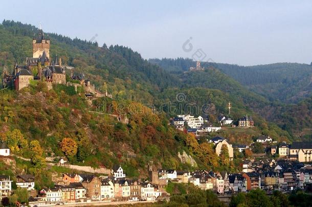 科切姆城堡全景图，摩塞拉，德国