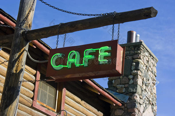 绿色霓虹灯咖啡厅标牌
