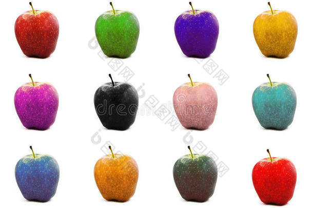 五颜六色的<strong>苹果</strong>。