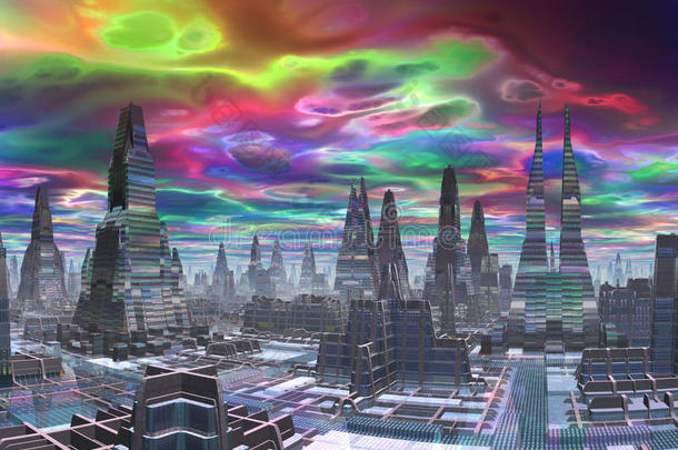 未来城市的宇宙黎明