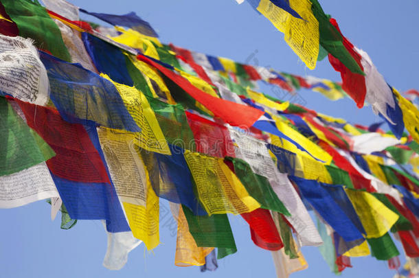 尼泊尔布达纳特的佛教宗教旗帜