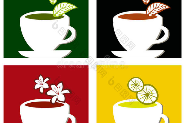 五彩缤纷的方茶标签构成