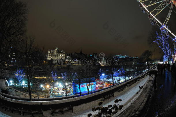 爱丁堡，苏格兰，英国，晚上，冬天