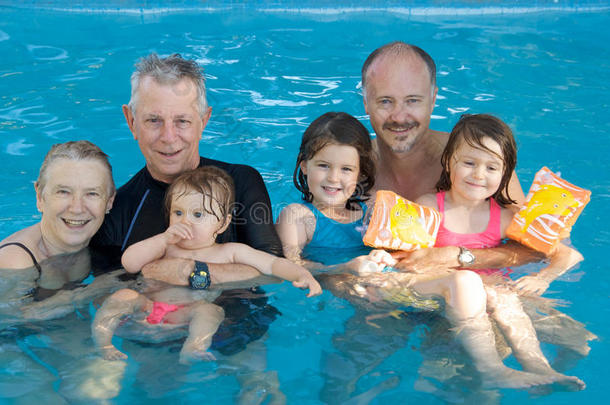 游泳池的家人