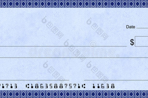 蓝色装饰支票，账号为假