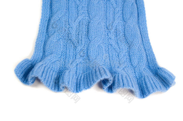 蓝色针织<strong>羊绒围巾</strong>