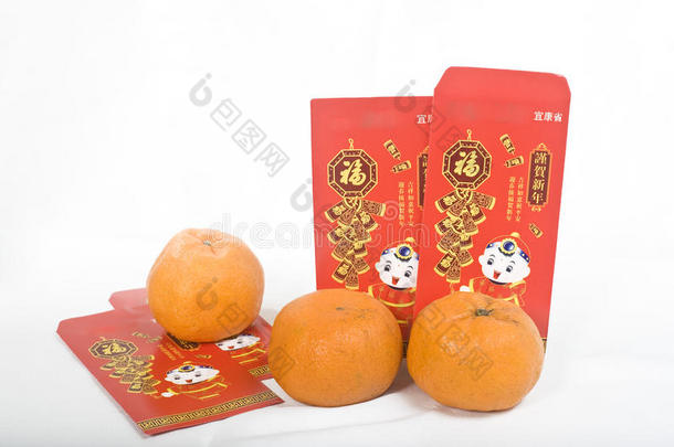 柑桔和中国新年红包