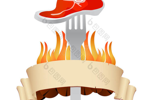 烧烤牛排餐厅标志矢量