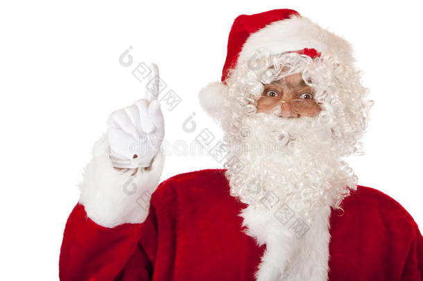 圣诞老人用手指着上面