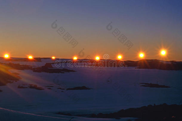 南极圈夏至日落