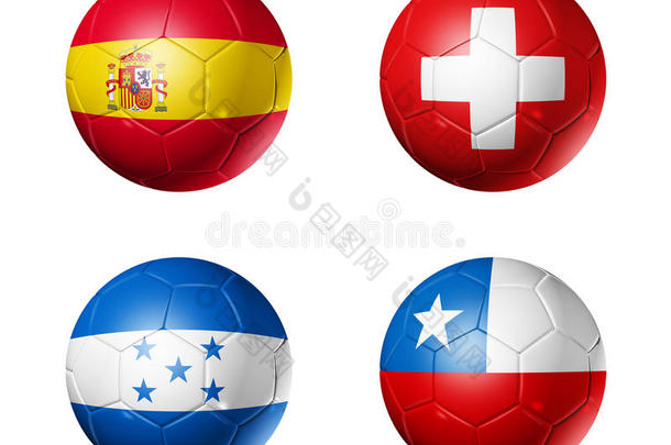 足球世界杯h组足球上的旗帜