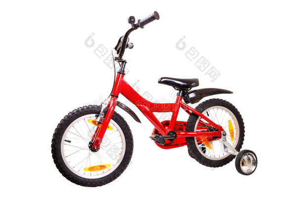 白色新款红色儿童自行车