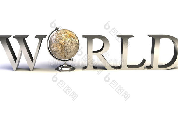 用3d地球仪代替字母o的word world