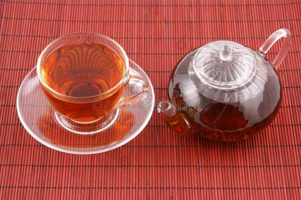 玻璃茶杯和茶壶