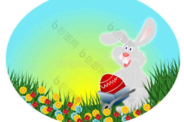 复活节红蛋兔（复活节明信片）