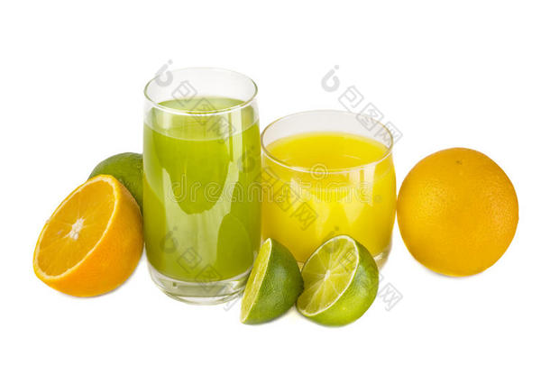 果汁、橙汁和酸橙汁