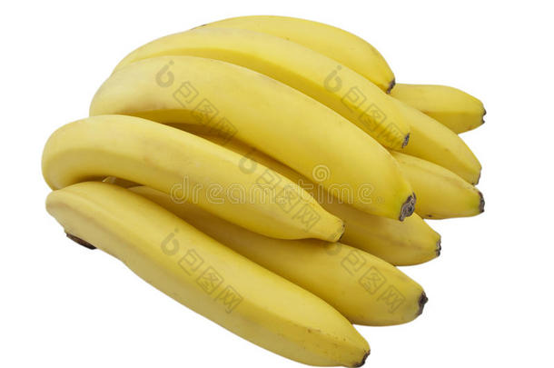 一束香蕉在一块白色的上面