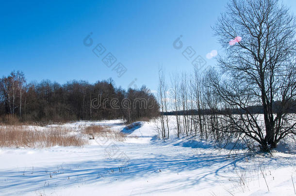 雪原和蓝天。