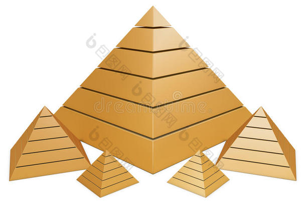 一群金色金字塔