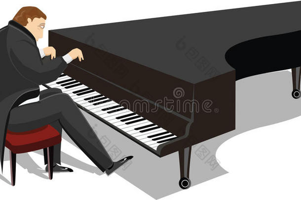 钢琴人插画