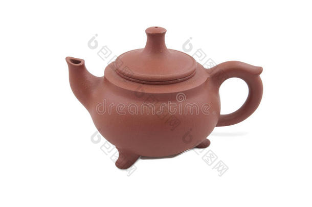 带脚的棕色陶瓷茶壶