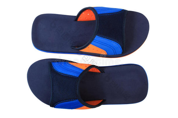 蓝橙色拖鞋