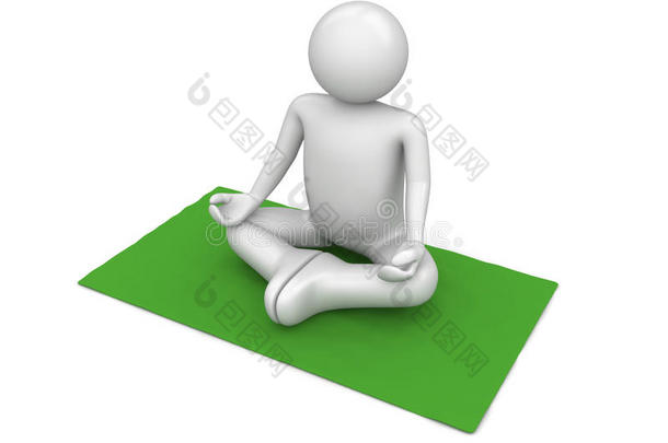 绿地毯上的瑜伽士