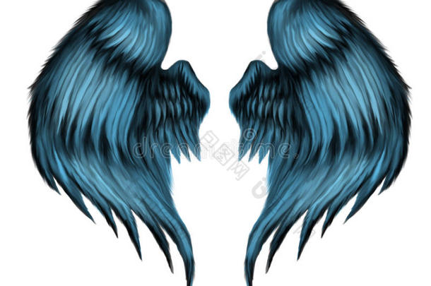 蓝色羽毛翅膀