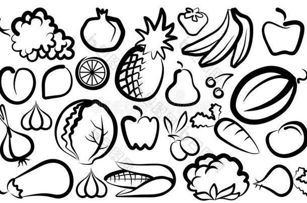 蔬菜和水果的简单图像