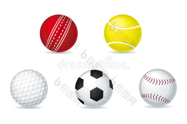 矢量棒球，板球，网球，高尔夫球，足球
