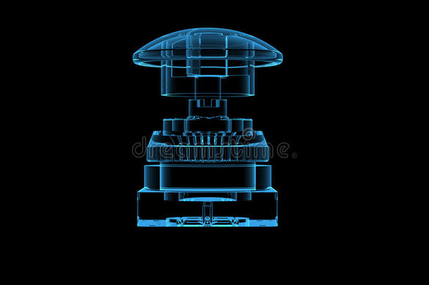 按钮3d渲染X射线蓝色