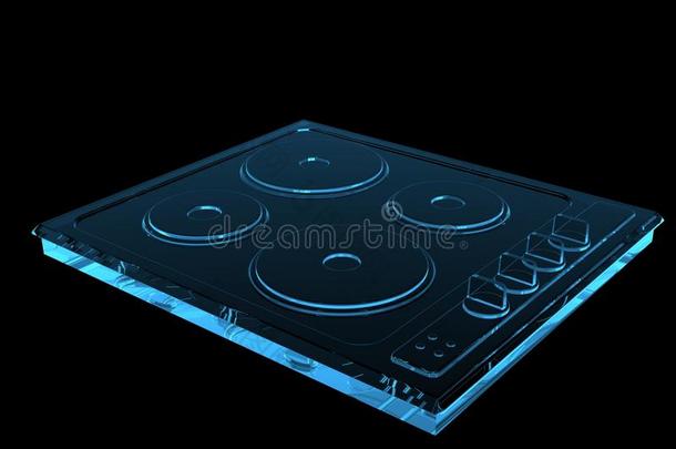 烤盘3d渲染X射线蓝色