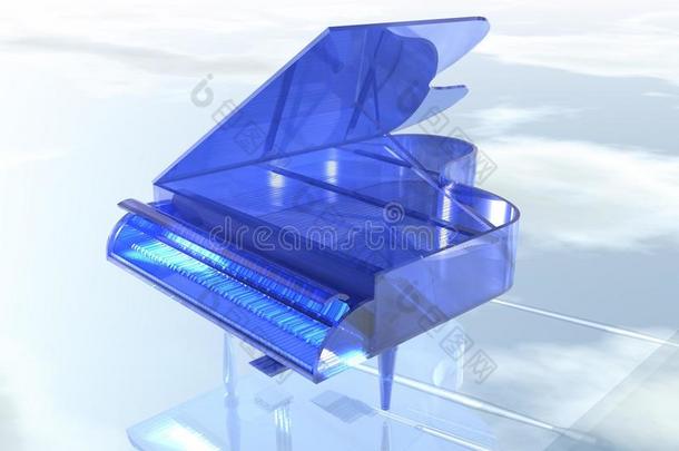 蓝色透明玻璃<strong>钢琴</strong>