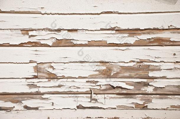 破烂的白漆旧木墙
