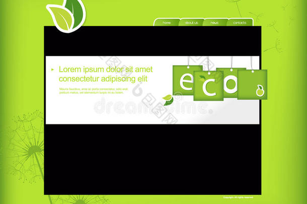 绿色背景的网站模板。