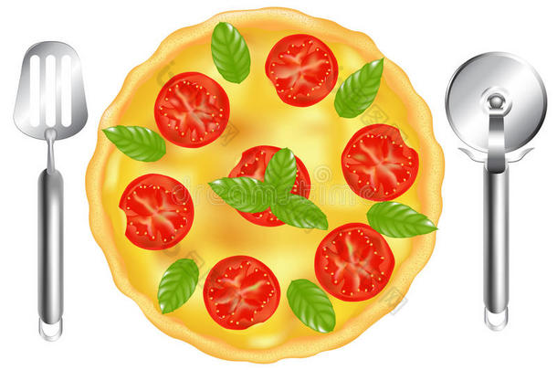 意大利披萨和披萨铲。矢量