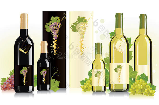 白葡萄酒和红葡萄酒的包装设计