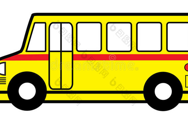 公共汽车卡通小孩教育插图