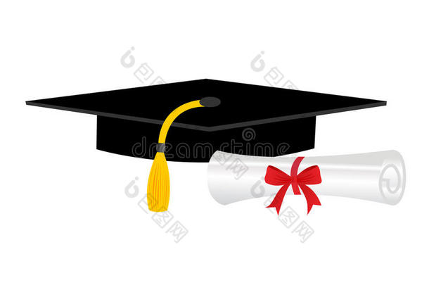 毕业证书和帽子