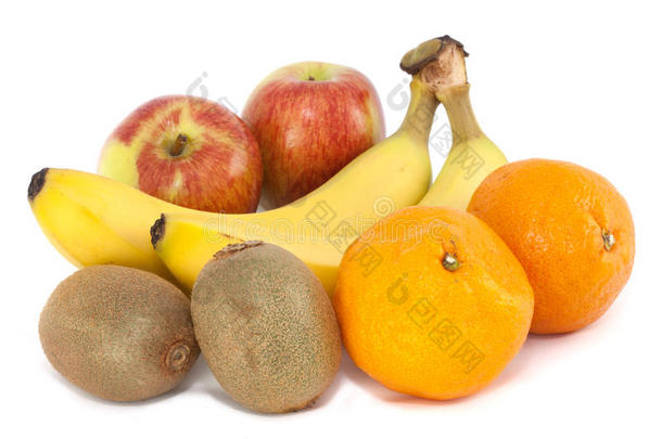 新鲜水果-苹果、桔子、香蕉和猕猴桃