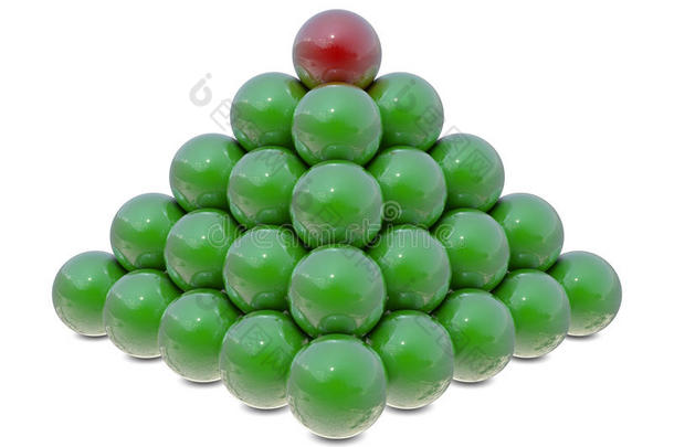 由绿色和红色球组成的金字塔