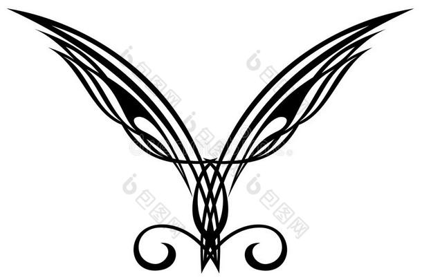 纹身设计元素。翅膀。