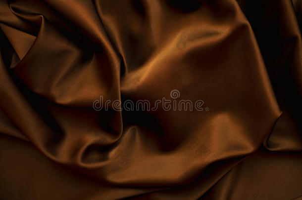 布匹巧克力棕色缎纹丝绸特写