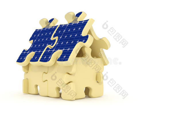 3d拼图太阳能电池板屋图标
