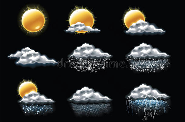 矢量天气预报<strong>图标</strong>。第一部分