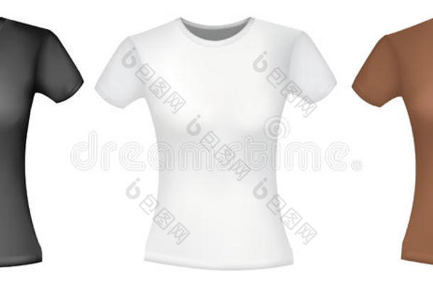 黑色、白色和棕色女式t恤。