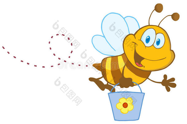 卡通人物蜜蜂飞桶
