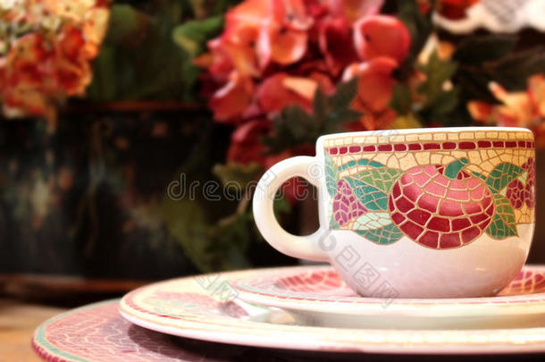 装饰茶杯和茶盘